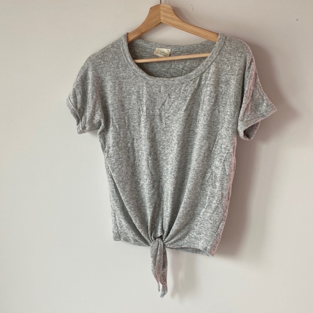 Front Tie T shirt, Grey Small